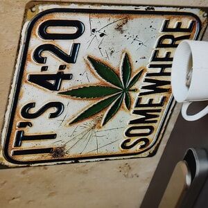Green and Black Art & Decals Wall Decor with Cannabis Leaf